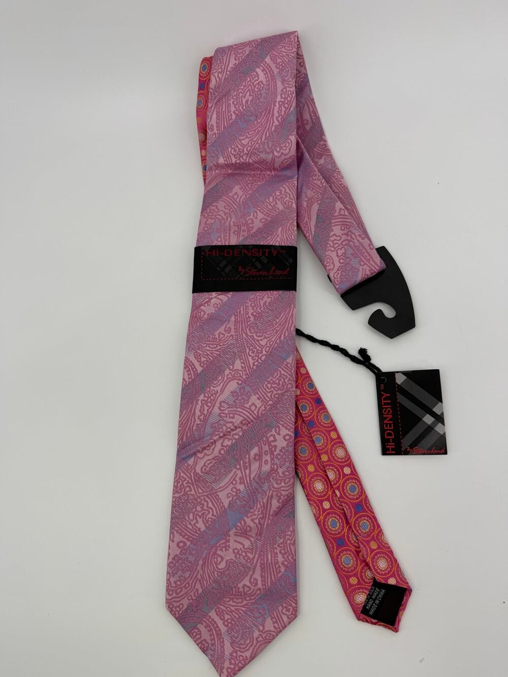 Steven Land Hi-Density, pink paisley pattern necktie